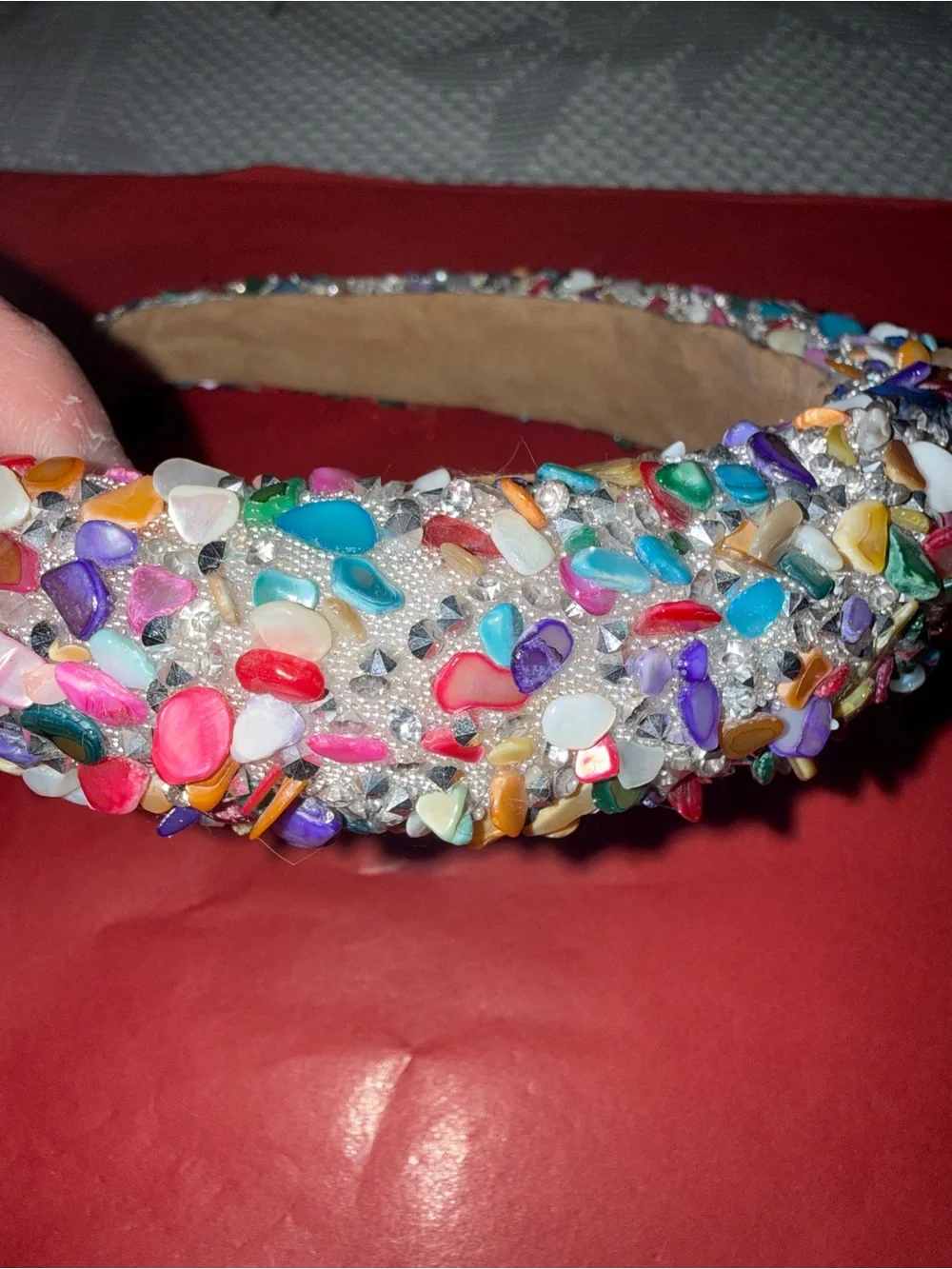Beaded Multicolor rhinestone Padded Headband